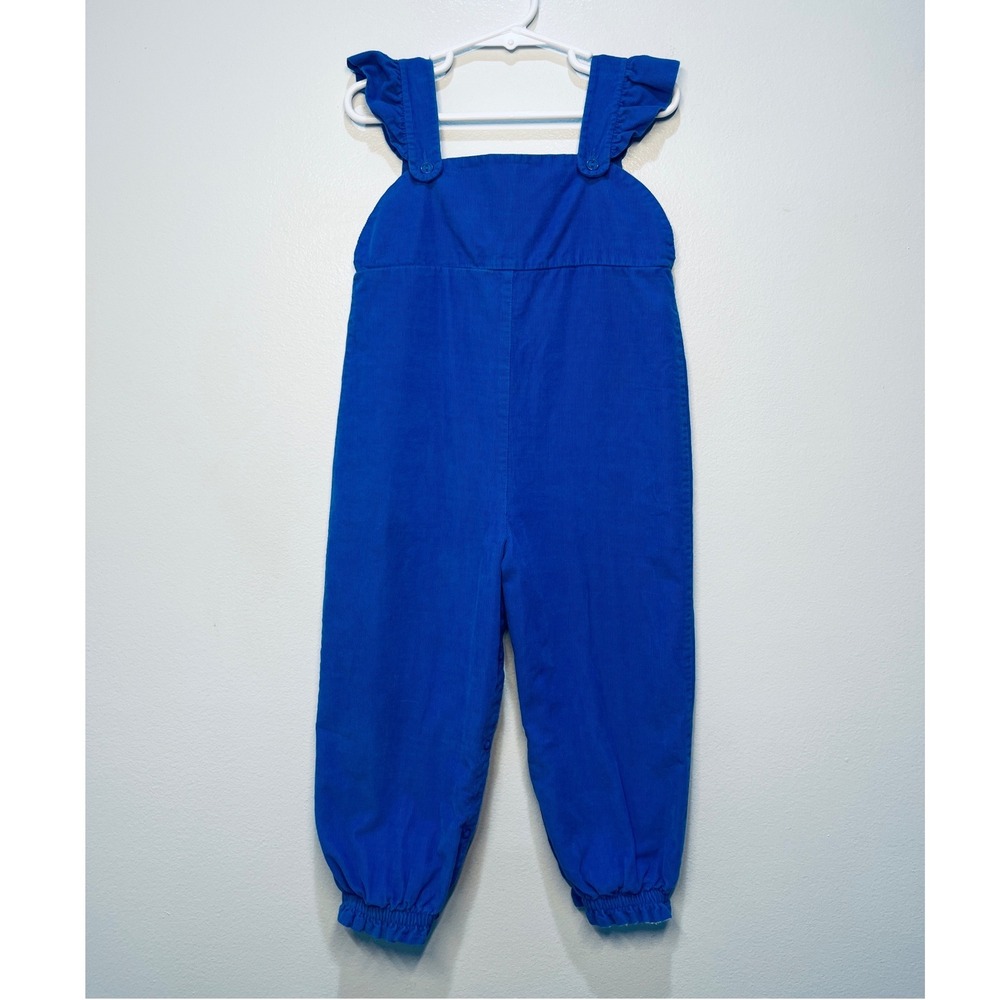 The Beaufort Bonnet Company Royal Blue‎ Corduroy Ruffle Strap Overalls Size 4T